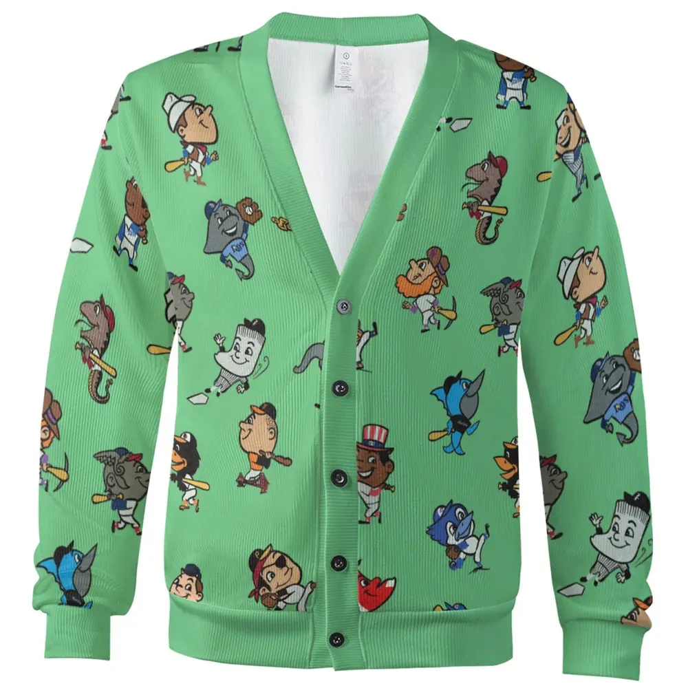 Baseball Mascot Pattern Cardigan - 2