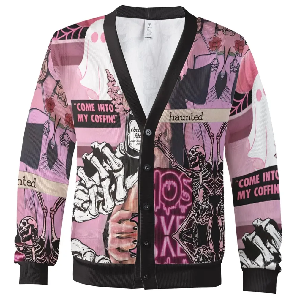 Pink Halloween Ghost Horror Cardigan - 2