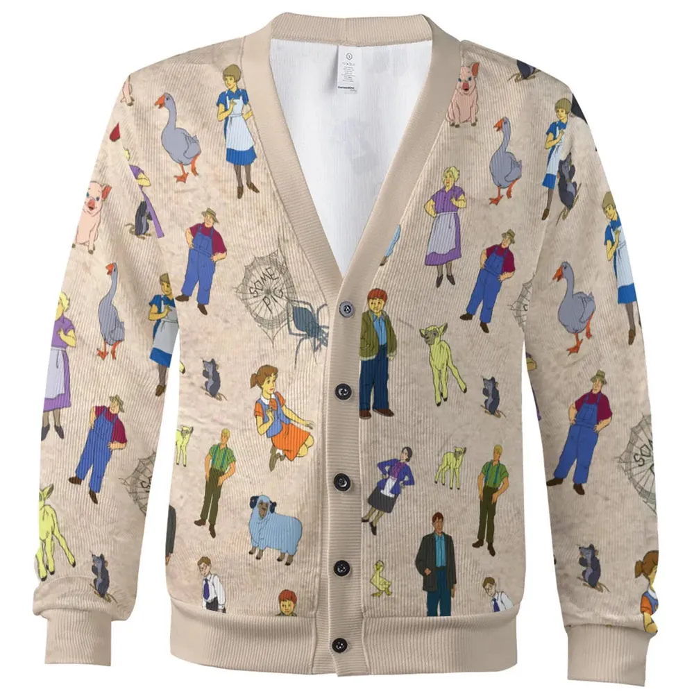 Beloved Children's Tale Charlotte's Web Cartoon Characters  Cardigan - 2