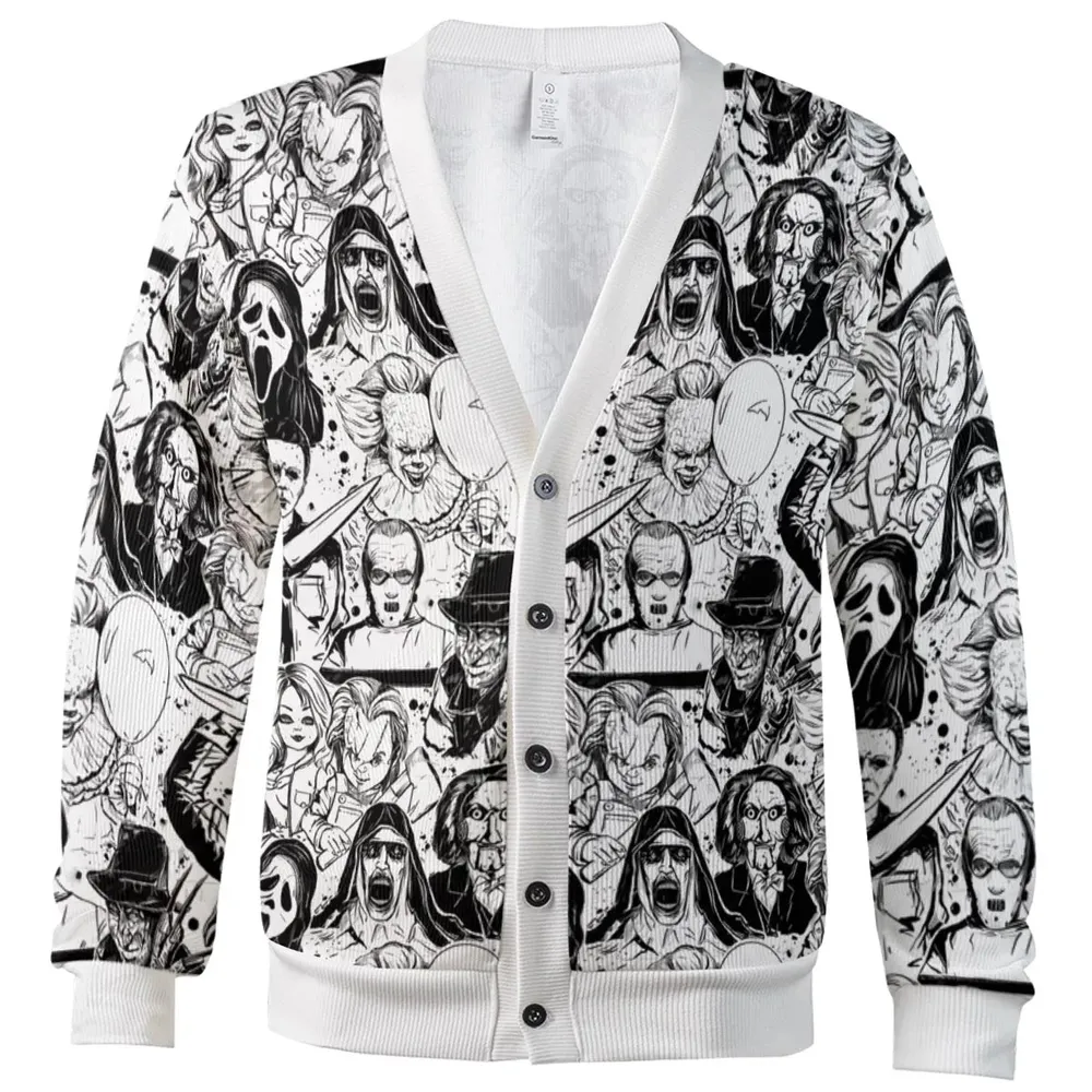 Horror Movie Seamless Pattern Cardigan - 2
