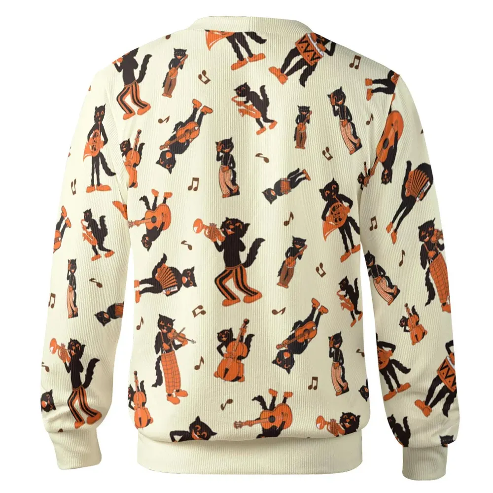 Vintage Halloween Beistle Scat Cat Band Cardigan - 3