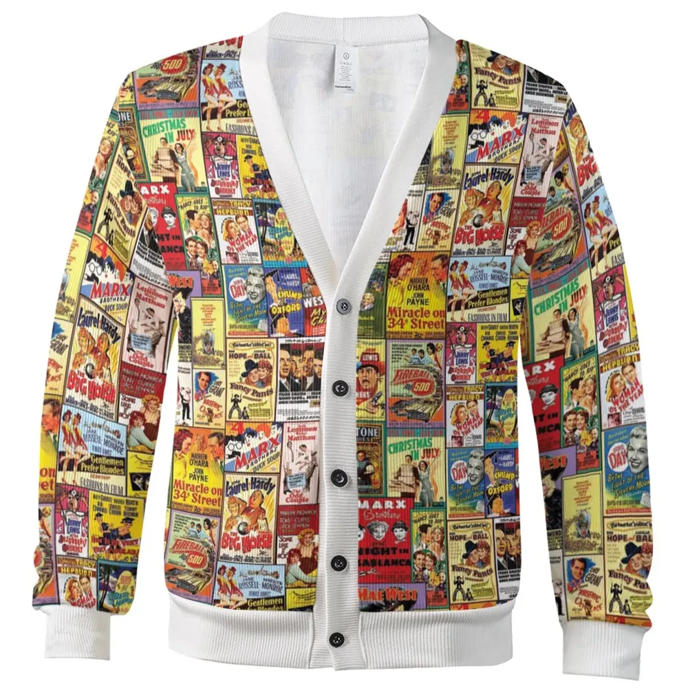 Vintage Comedy Film Posters Cardigan - 2
