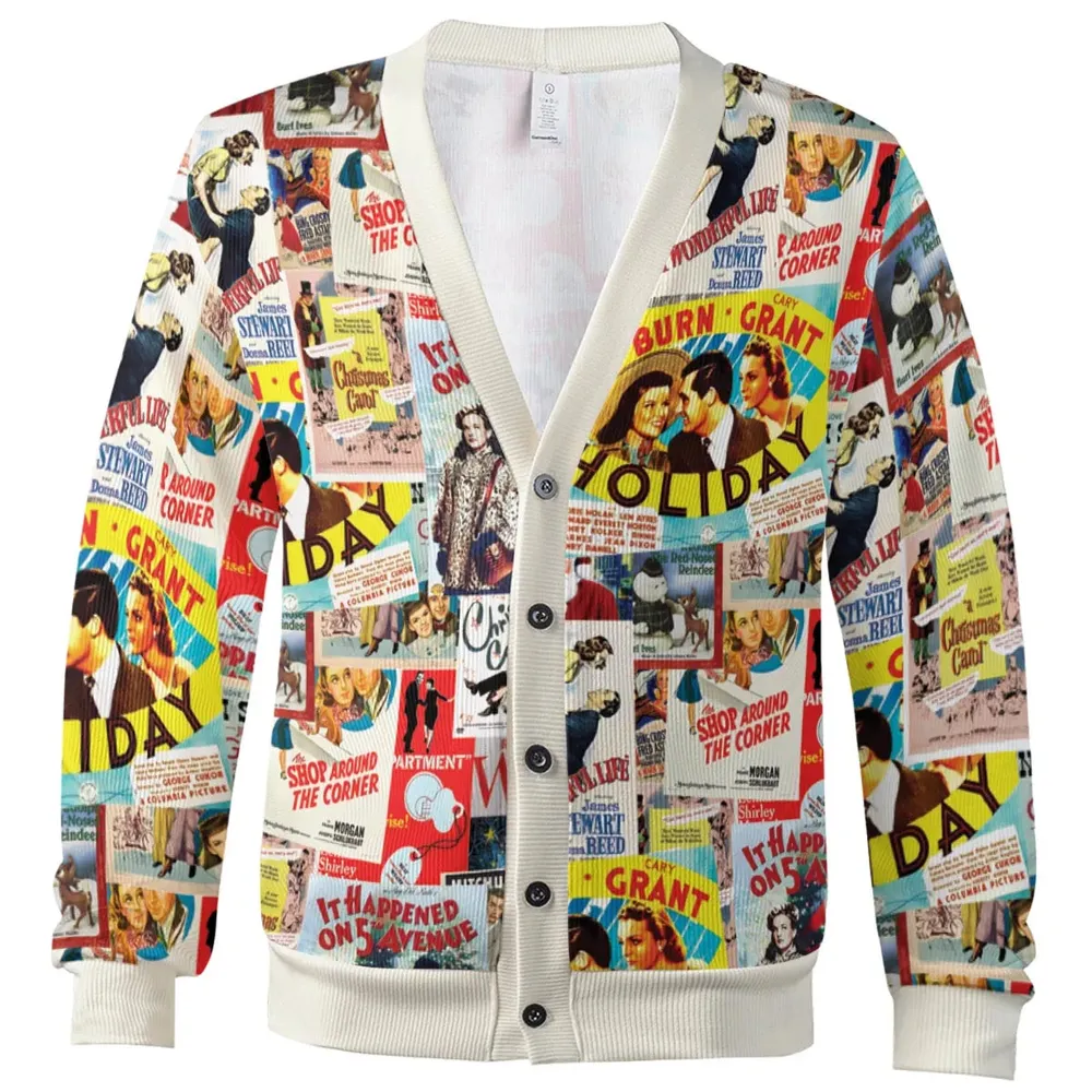 Hollywood Classic Christmas Movie Collage Cardigan - 2