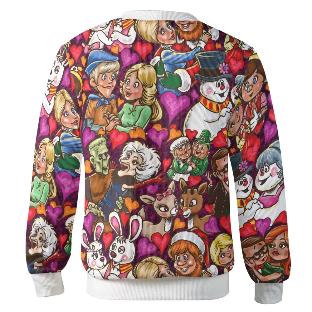 Retro Christmas Cartoon Couples Love Cardigan - 3