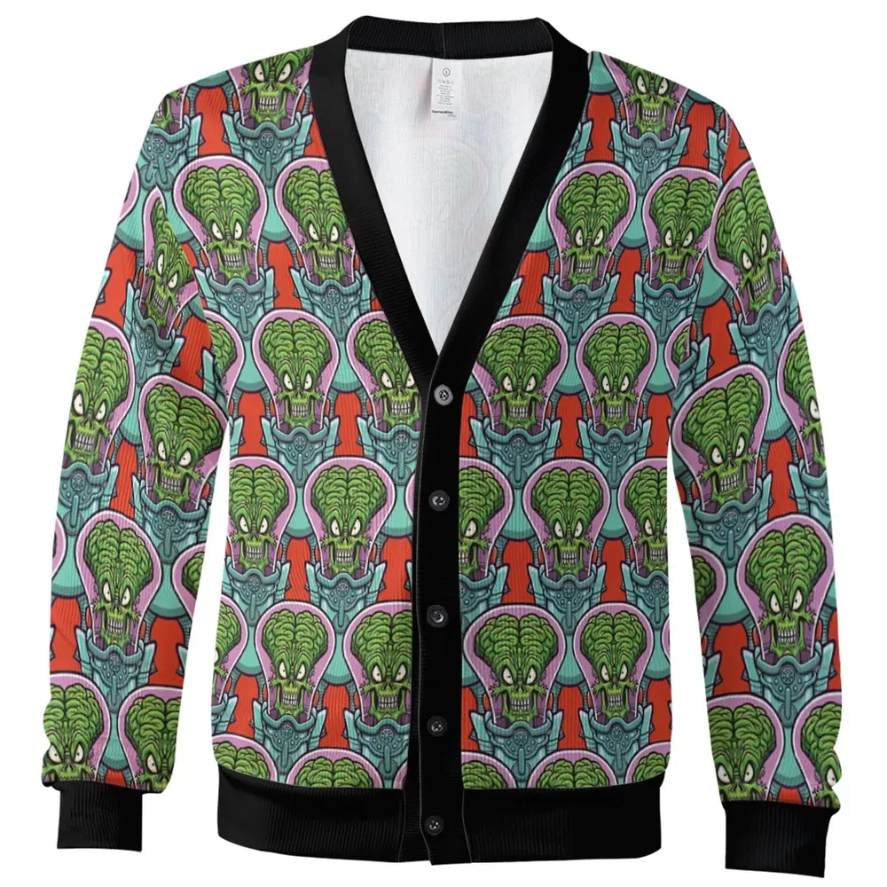 Retro Big-Brain Alien Cardigan - 2