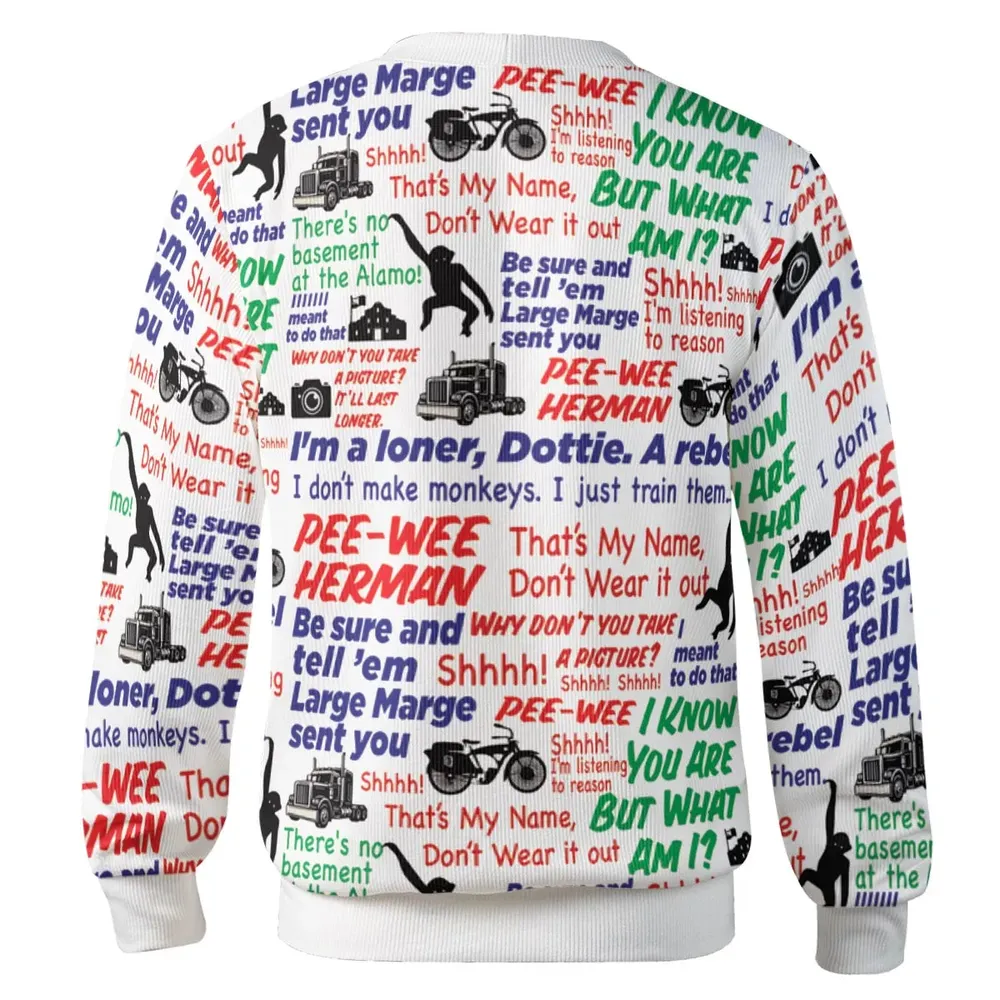 Pee Wee Herman Caricature Quotes Cardigan - 3