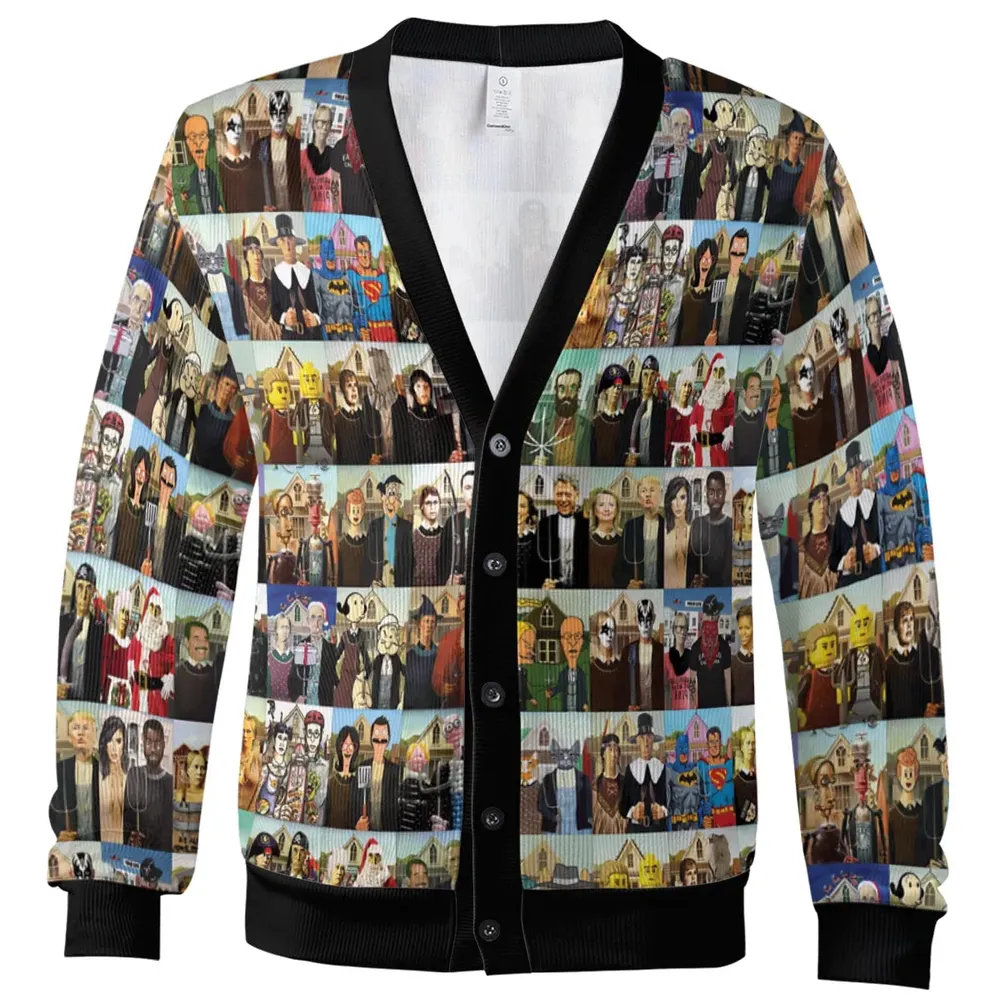 Pop Culture Mashup American Gothic Cardigan - 2