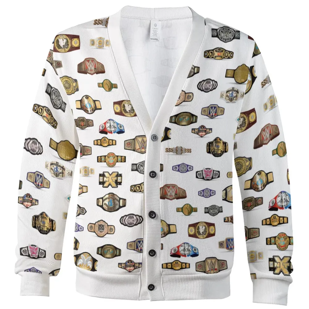 Wrestling Title Belts Cardigan - 2