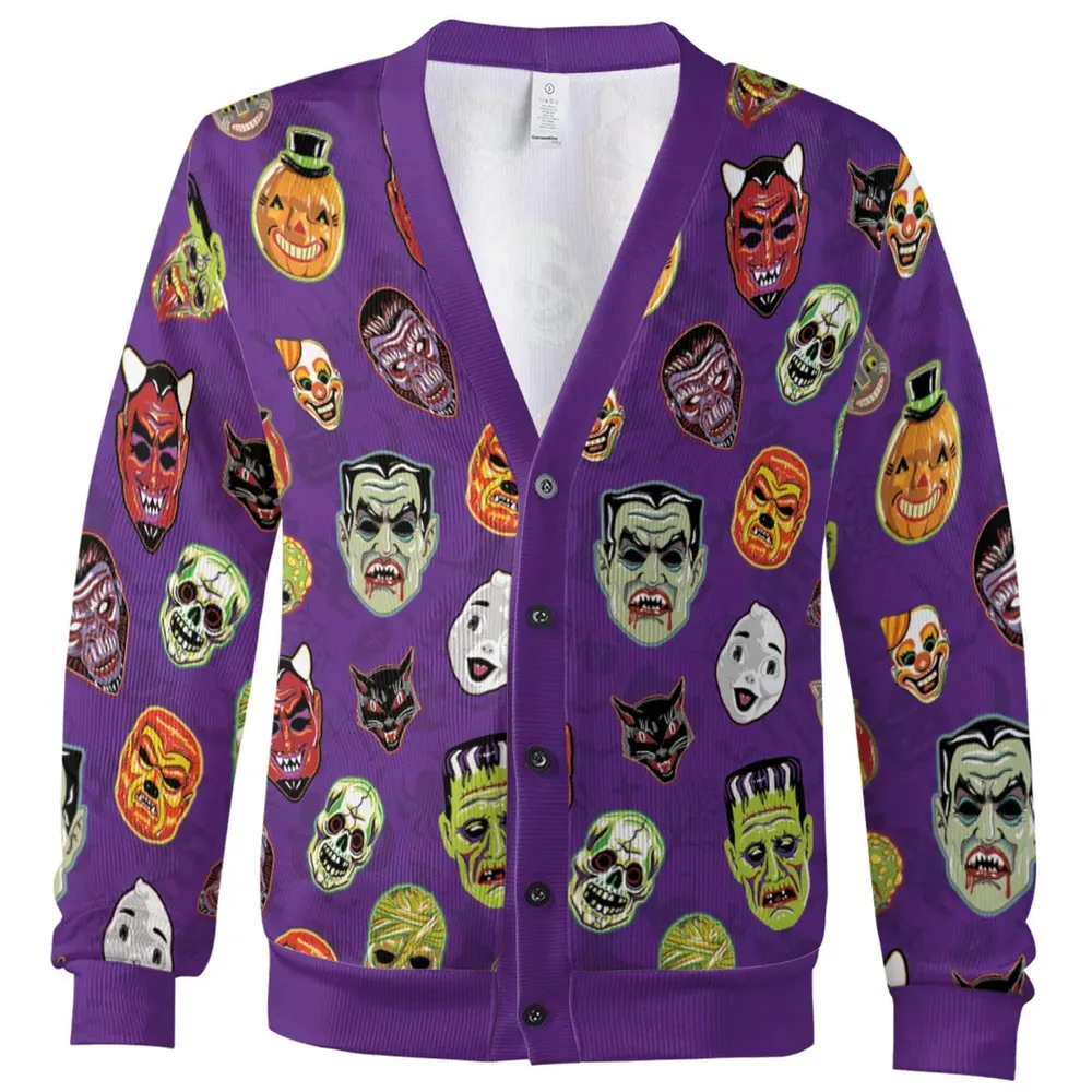 Retro Halloween Masks Cardigan - 2