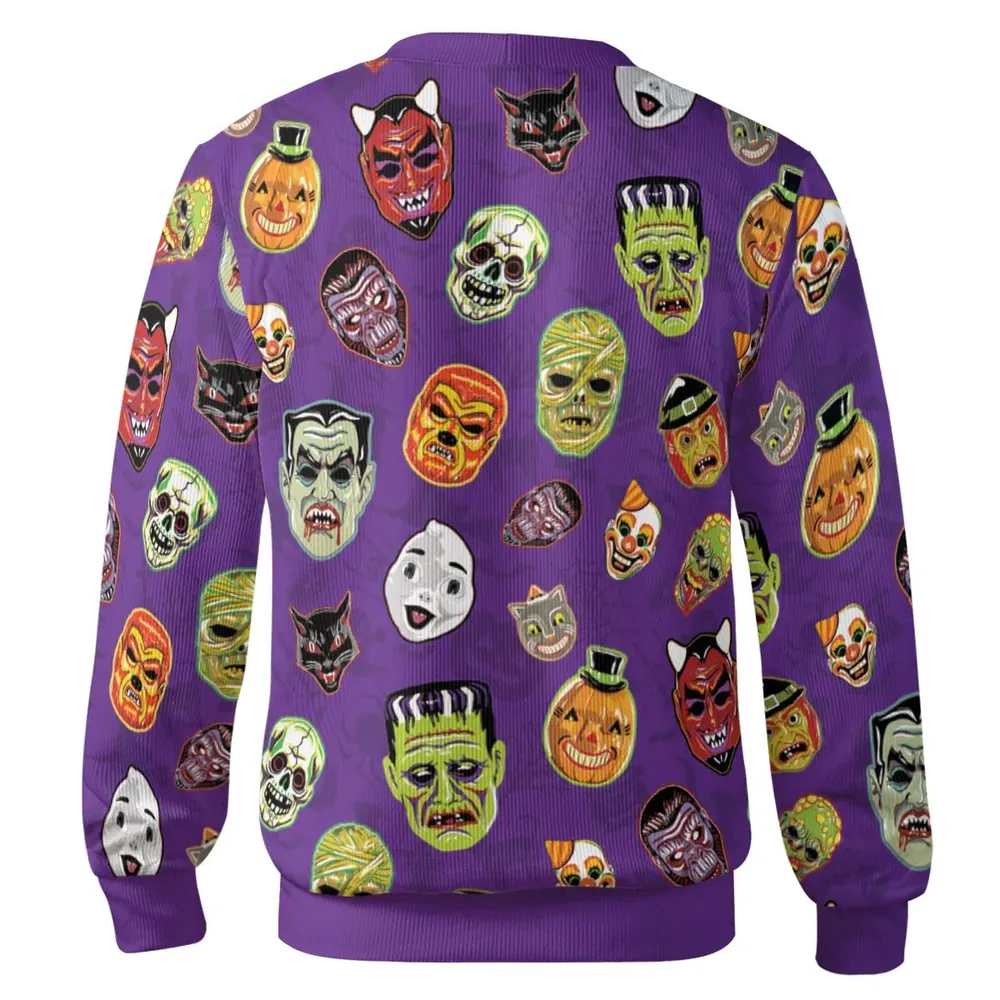 Retro Halloween Masks Cardigan - 3