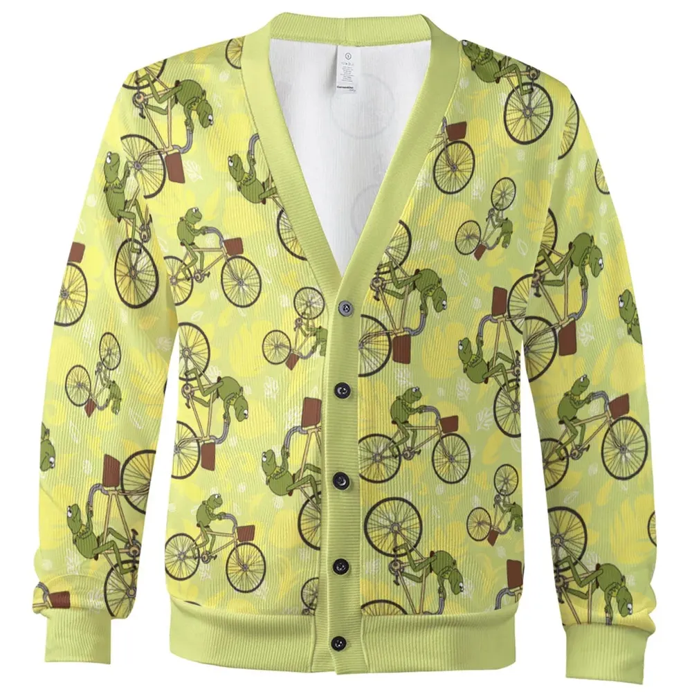 Kermit riding a bike Cardigan - 2