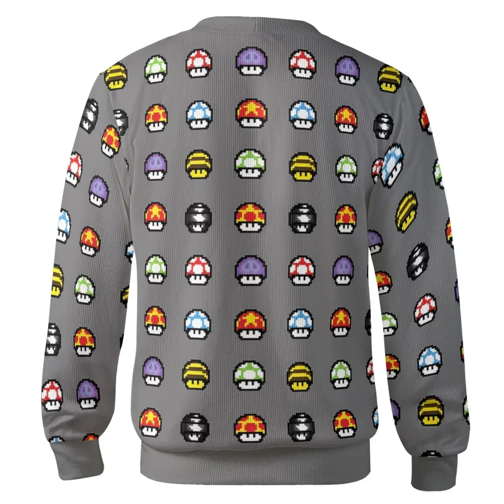Retro Pixels Mushroom Pattern Cardigan - 3