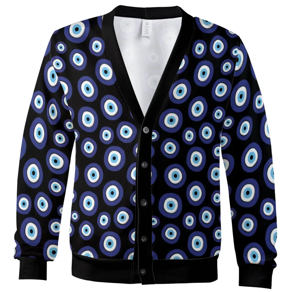 Greek Evil Eye Pattern Cardigan - 2