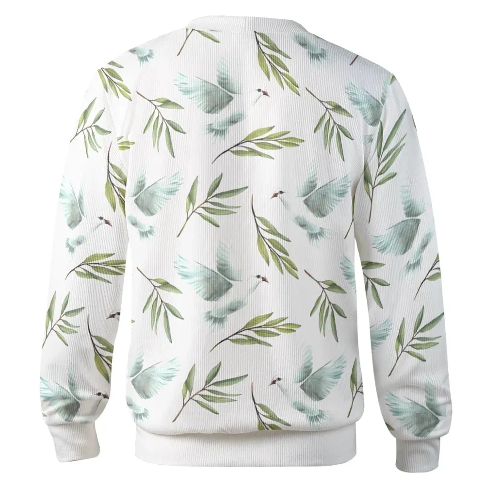 White dove with olive green branch Cardigan - 3