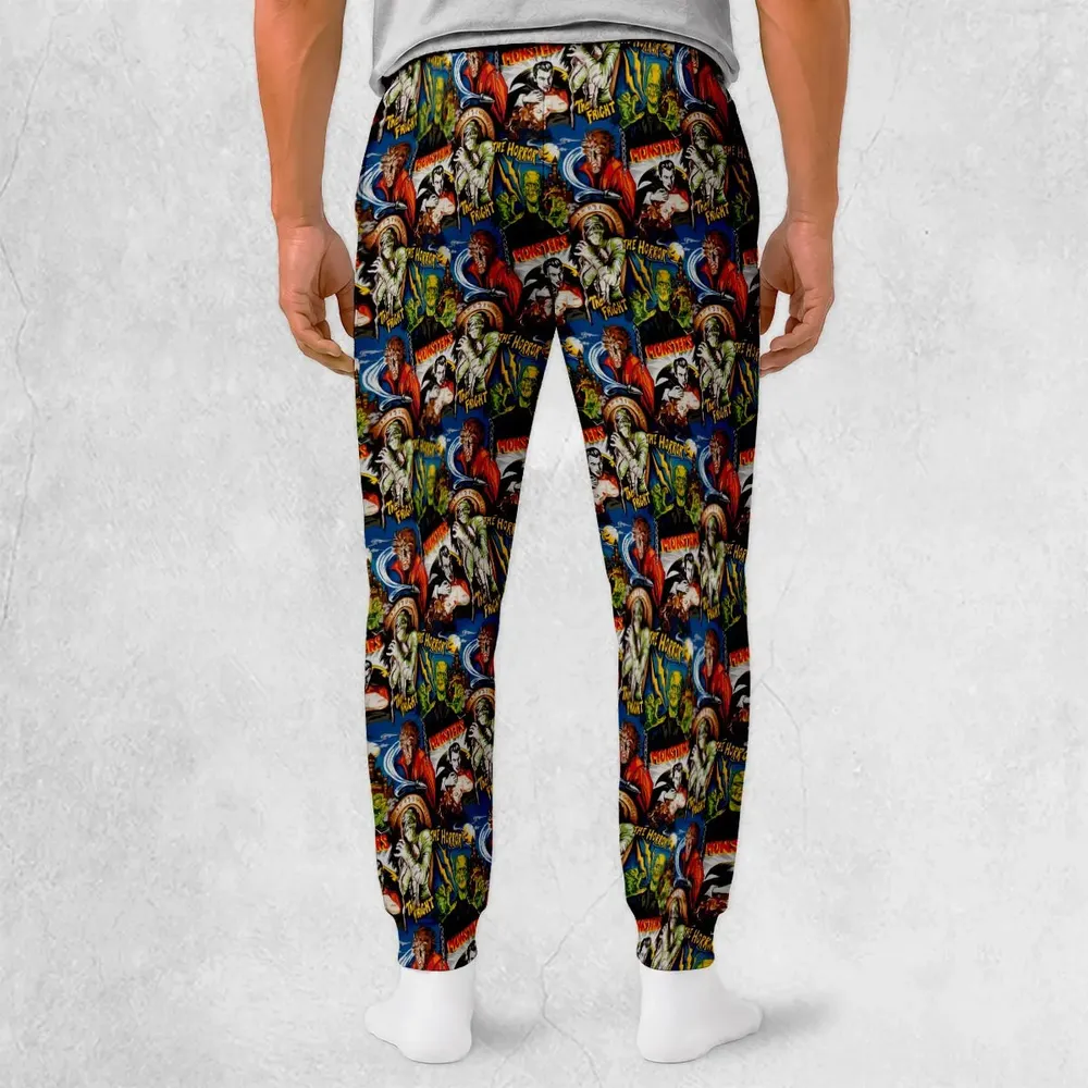The Horror The Fright Dracula Frankenstein The Wolfman Monster Universal Pattern Sweatpants - 2