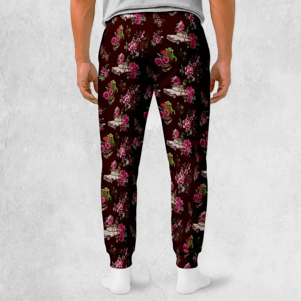 Slimer Ecto-1 Proton Pack Floral Ghostbusters Sweatpants - 2