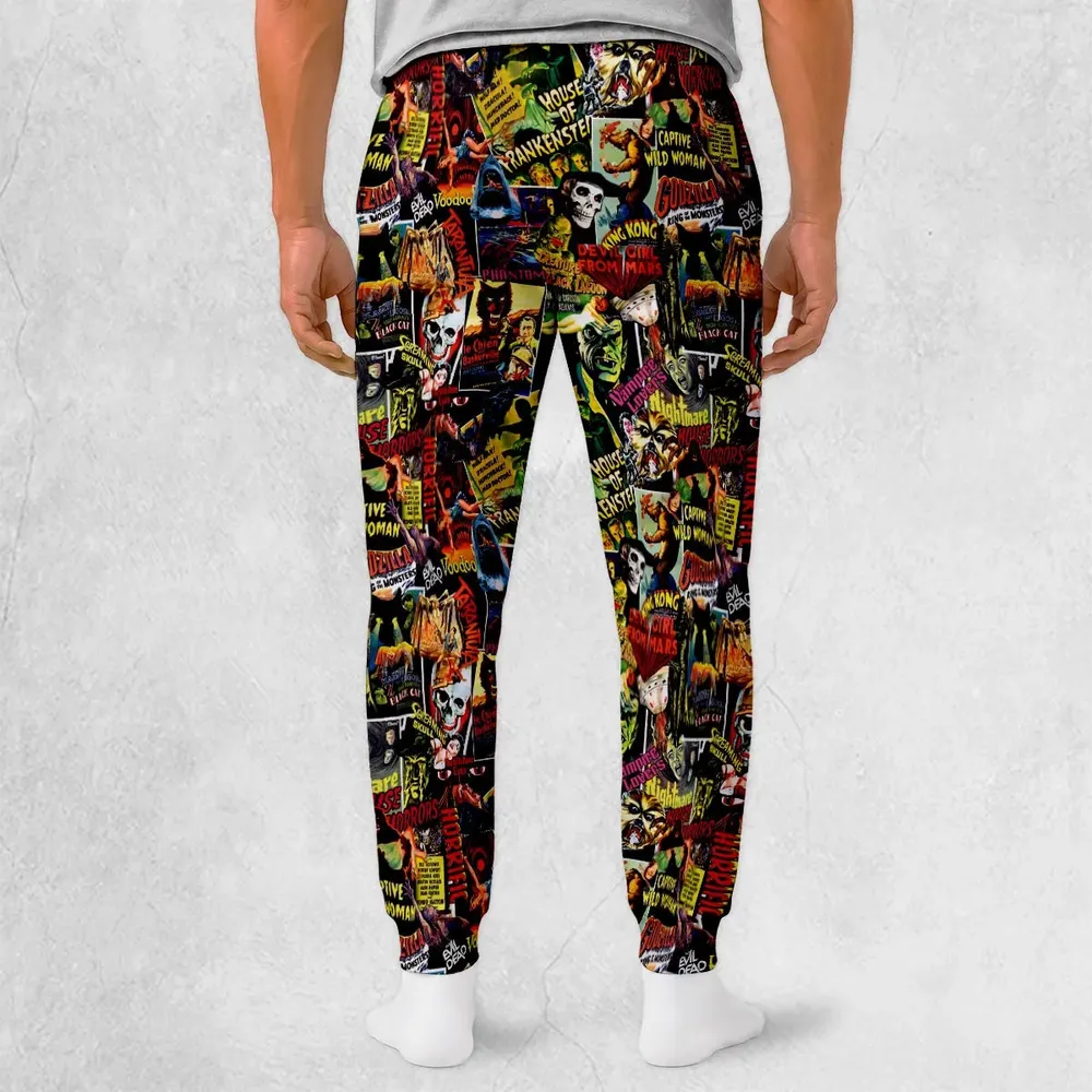 Fright Night Halloween Retro Horror Characters Collage Sweatpants - 2