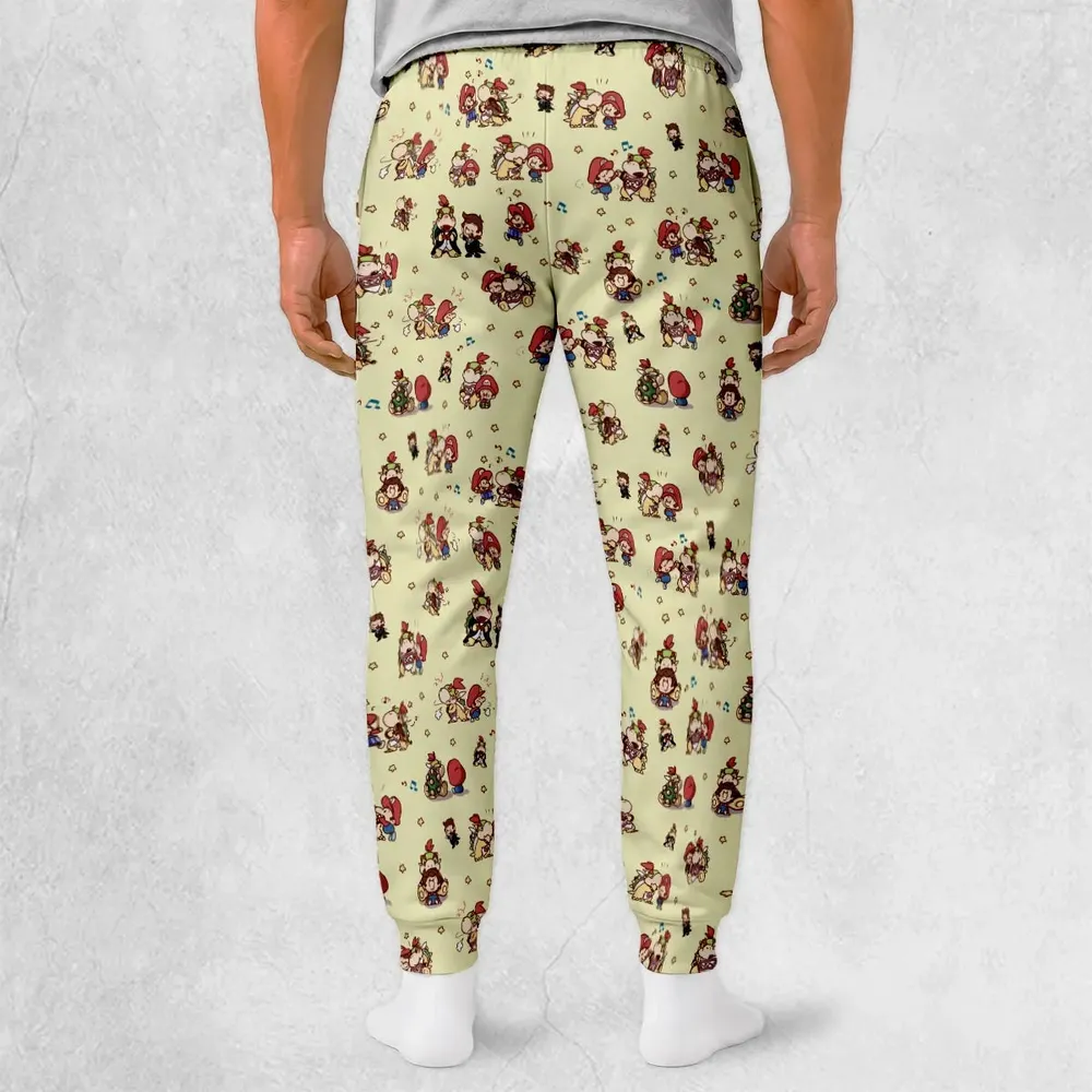 So Cute Bowser and Mario Pattern Sweatpants - 2