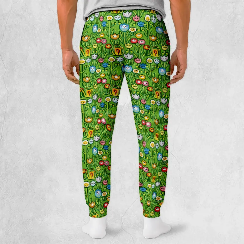 8bit Flower Garden Super Mario Pattern Sweatpants - 2