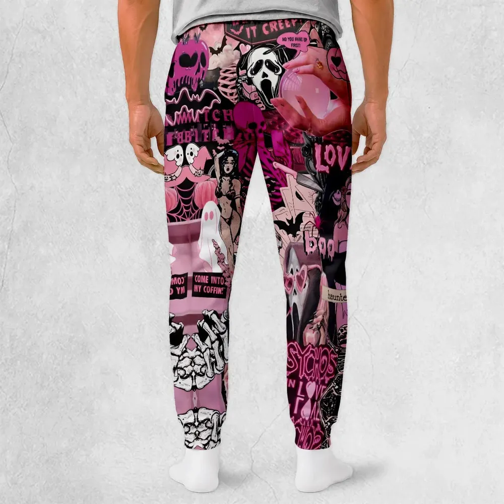 Pink Halloween Ghost Horror Sweatpants - 2