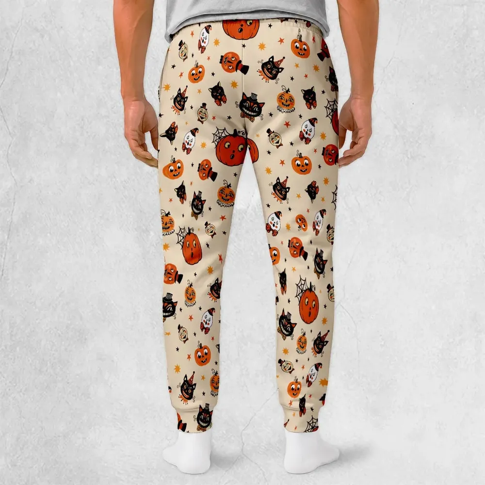 Vintage Halloween Cat Pumpkin Moon Spooky Traditional Owl Ghost  Sweatpants - 2