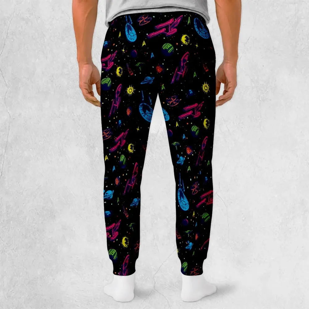 Star Trek Ships And Planets Neon Retro Collage Sweatpants - 2