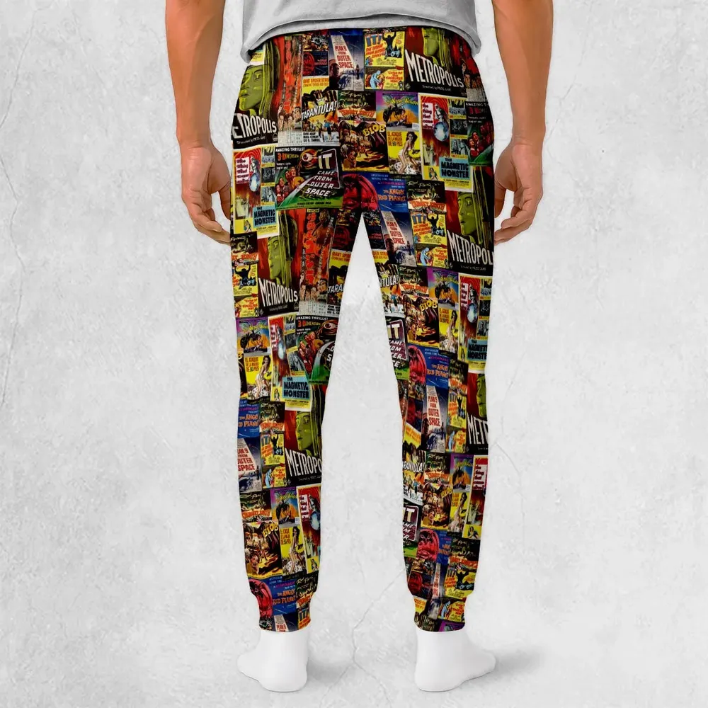 Retro Sci Fi Movie Posters Collage Sweatpants - 2