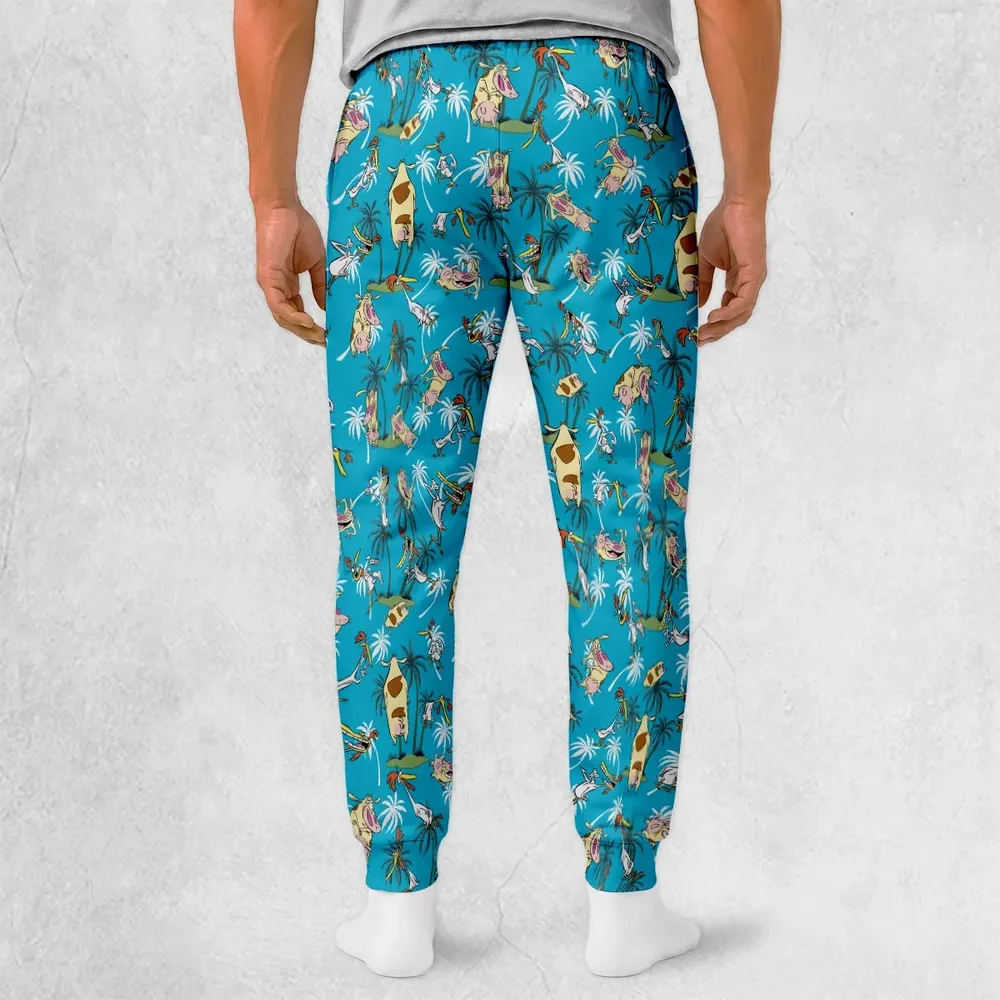 Retro Cartoon Cow and Chicken Sweatpants - 2