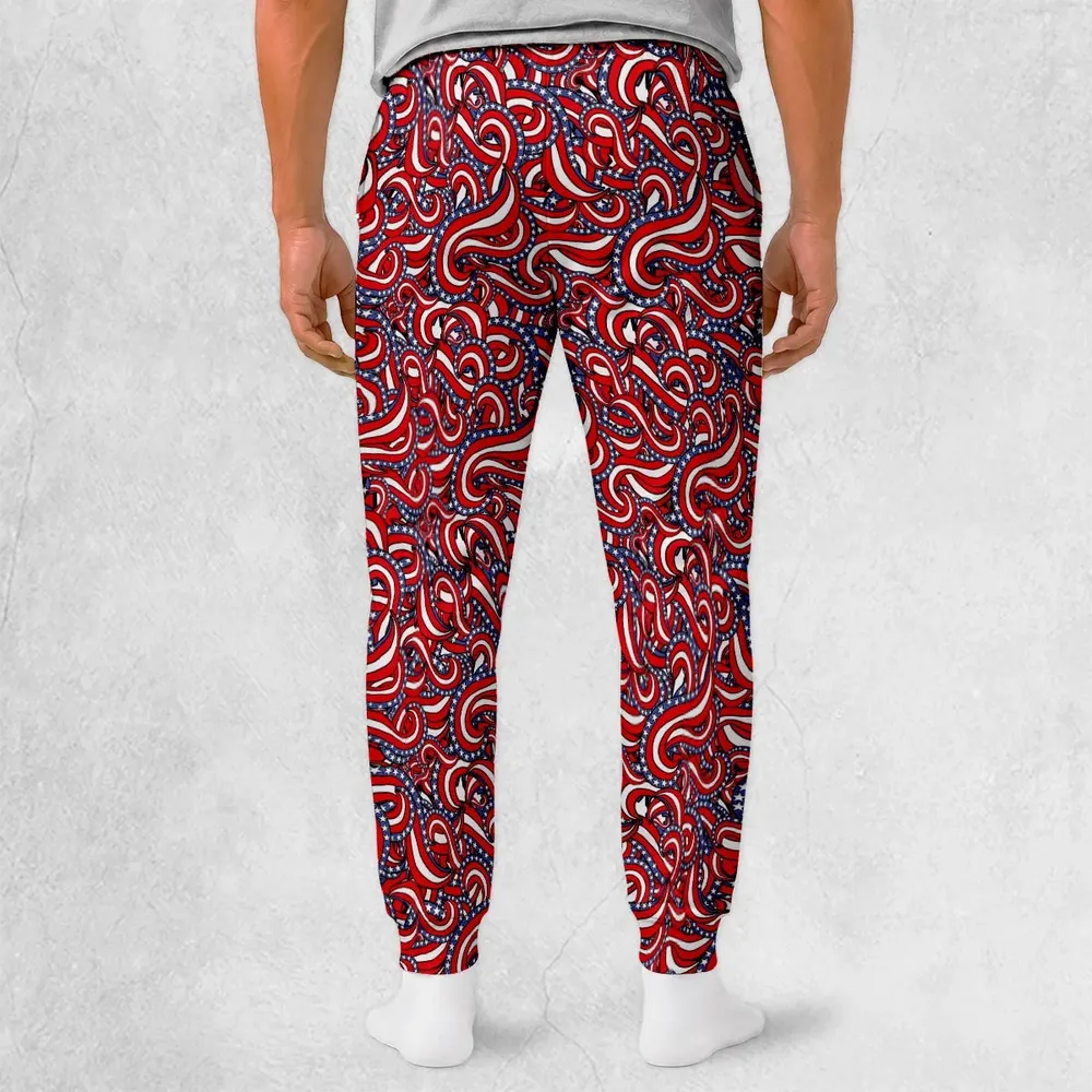 Patriotic American Flag Red White and Blue Stars Sweatpants - 2