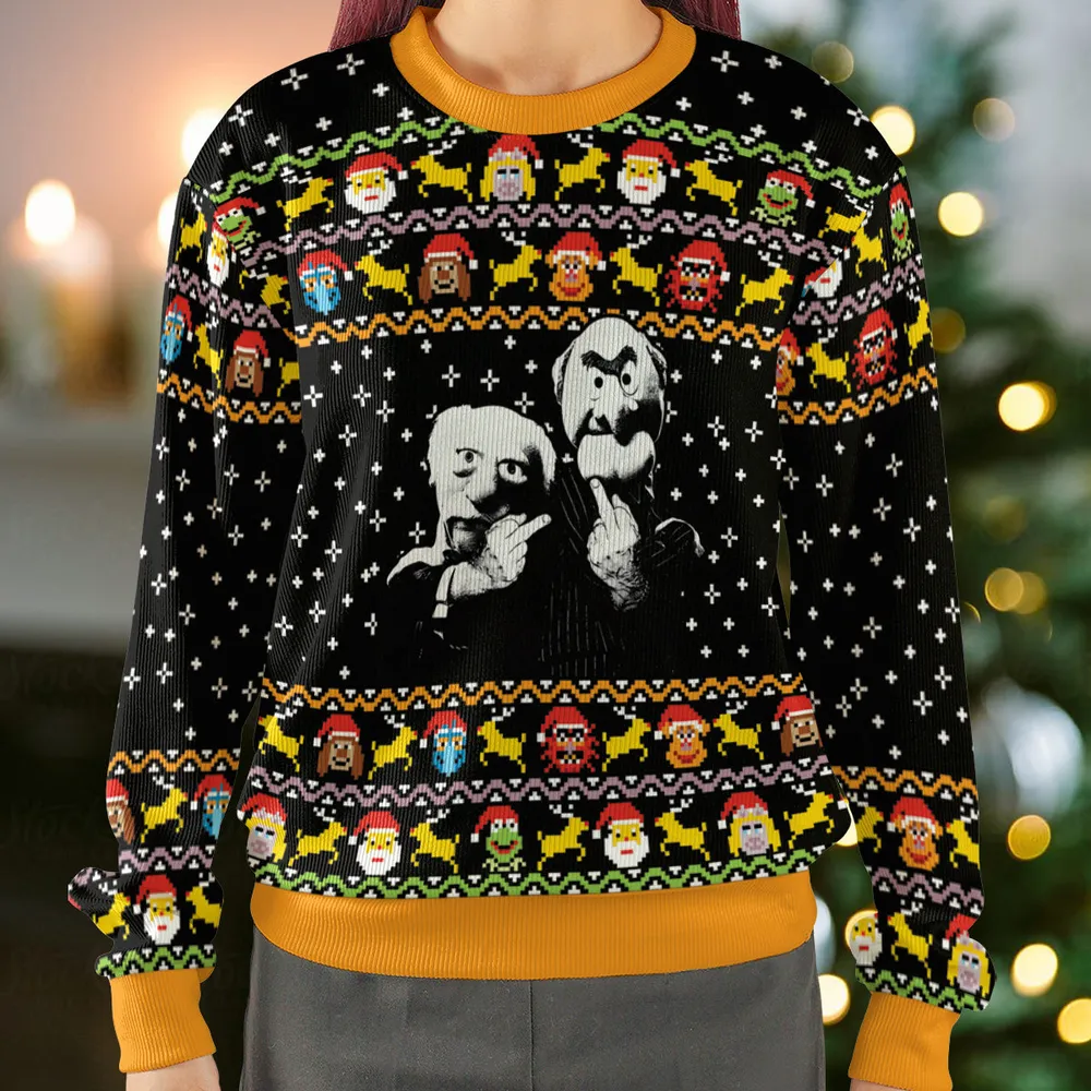 Statler and Waldorf Middle Finger Ugly Christmas Sweatshirt - 2