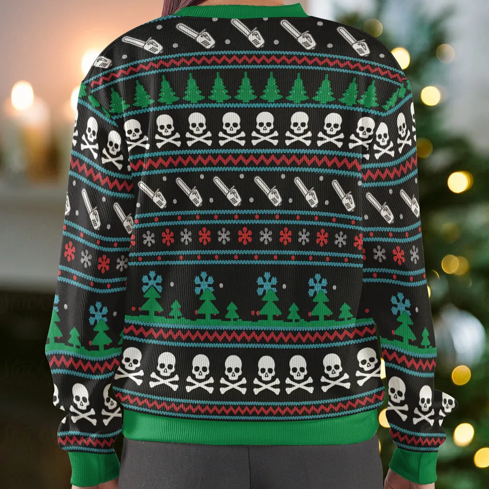 Drinking Wine and Eating Sinful Cold Cuts Ugly Christmas Sweatshirt - 3