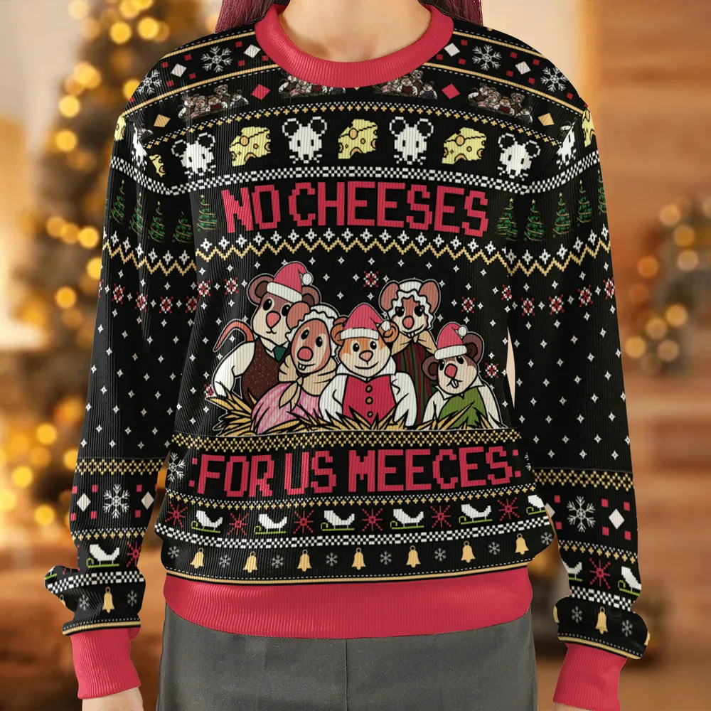No Cheese For Us Meeces Ugly Christmas Sweatshirt - 2