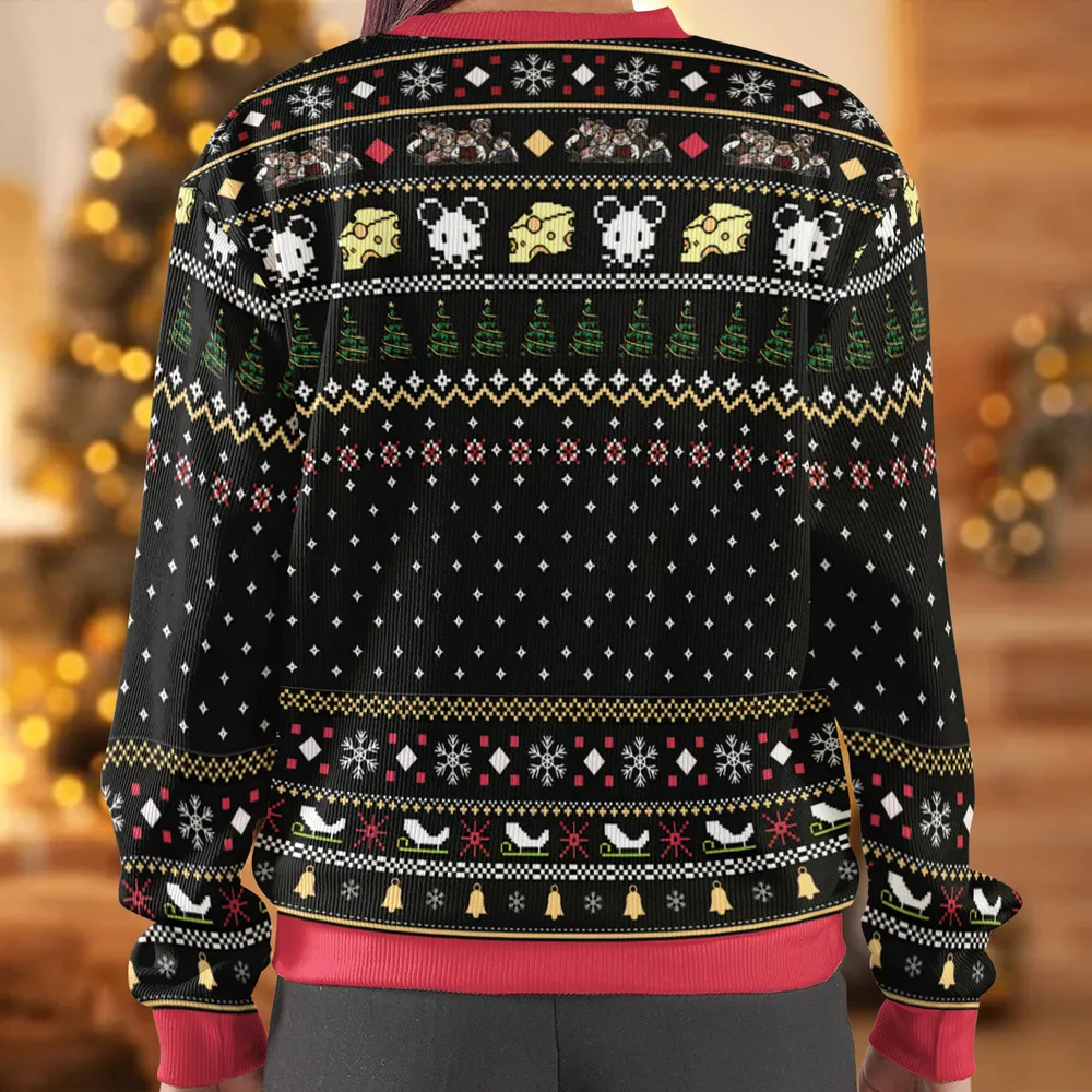 No Cheese For Us Meeces Ugly Christmas Sweatshirt - 3
