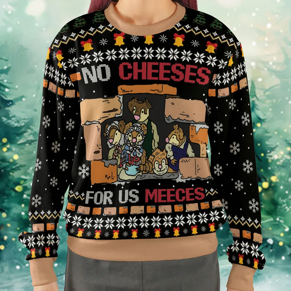 No Cheese For Us Meeces Ugly Christmas Sweatshirt - 2